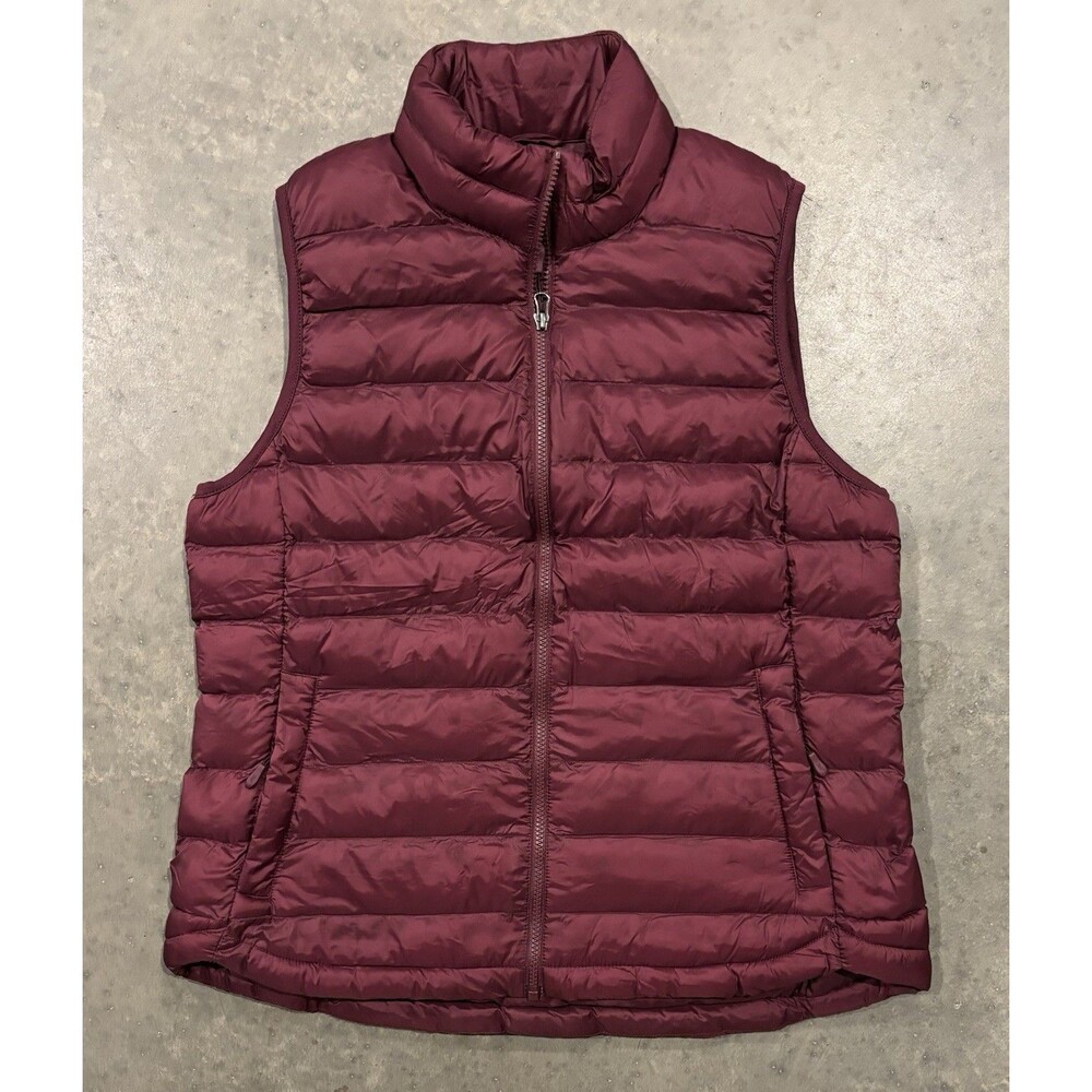 32 Degrees Womens Large Packable Puffer Vest Burgundy Minimalist Gorpcore